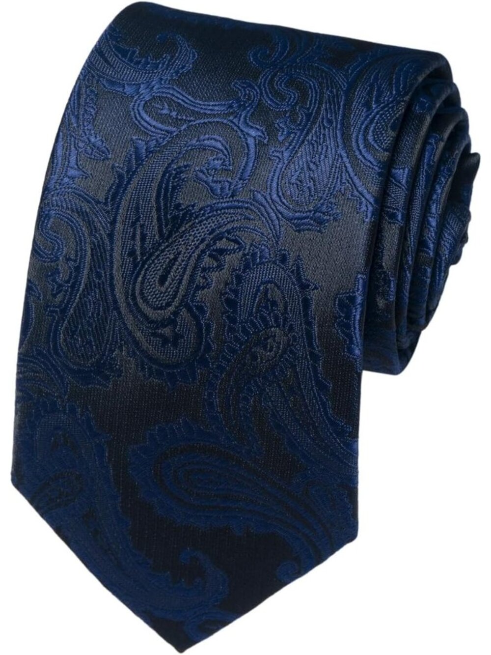 Men's Blue Black 100% Microfiber Paisley Formal Jacquard Necktie For Business